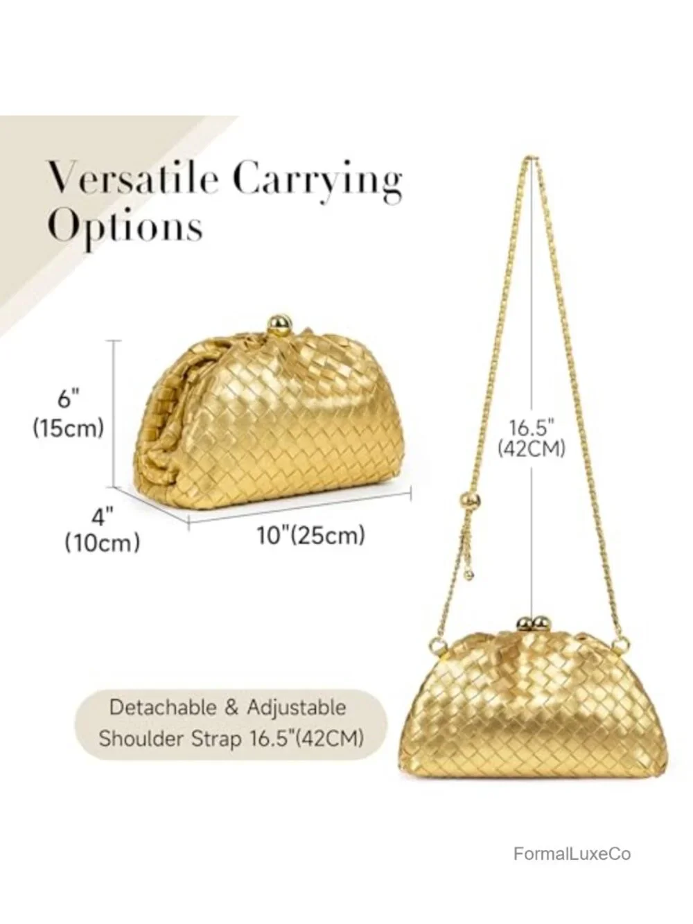 Woven Vegan Leather Evening Bag Clutch Crossbody for Wedding Formal Events